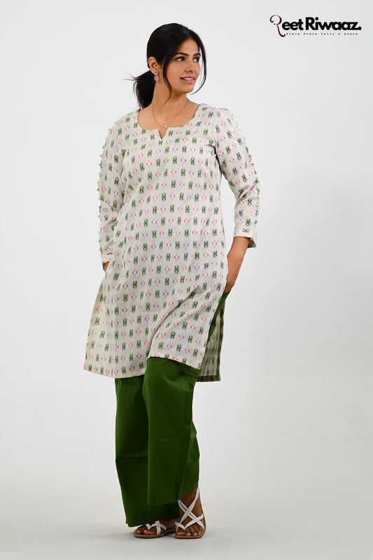 Pure Cotton Suit With Pocket Design Palazzo Set