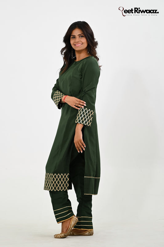 Dark Emerald Gotta Work Suit With Straight Pant