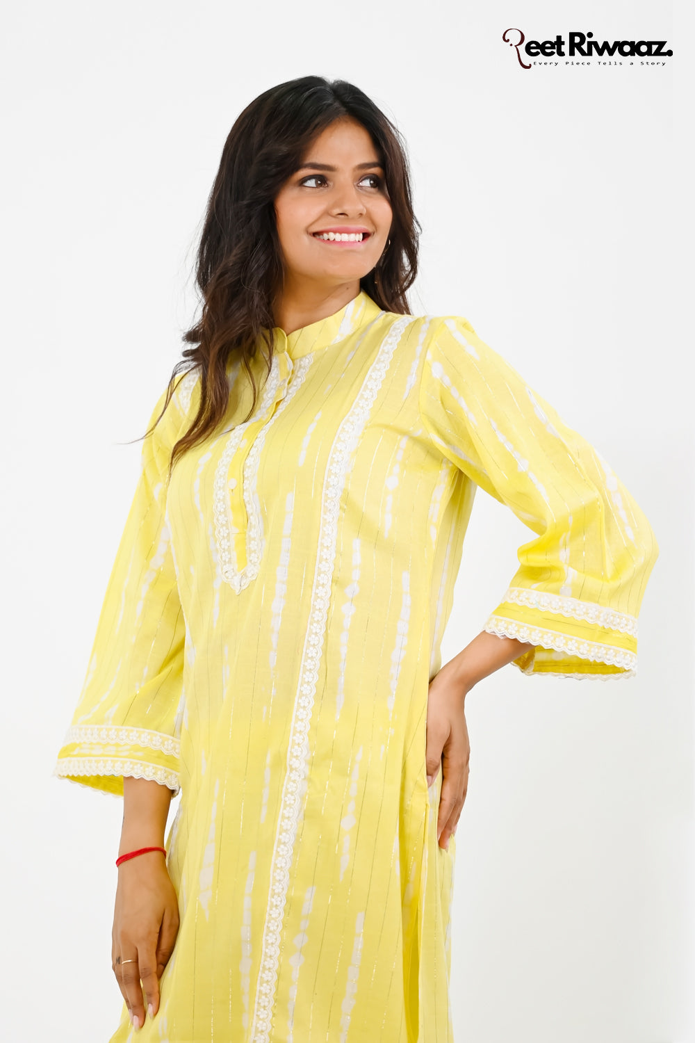Lime yellow cotton suit and plazo set