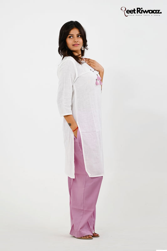 Pure Cotton Suit With Pocket Design Palazzo Set