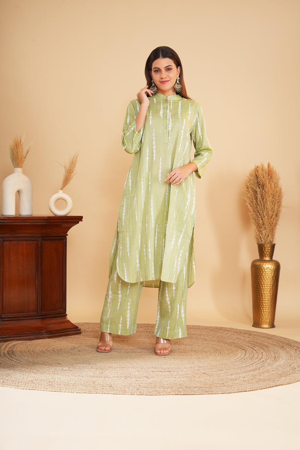 Pistachio Green Printed Pakistani Kurta Set