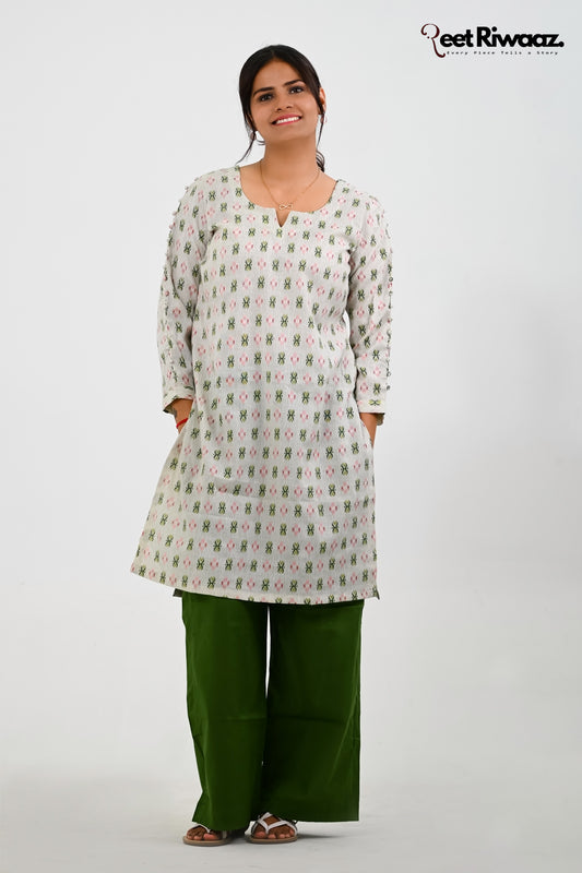 Pure Cotton Suit With Pocket Design Palazzo Set