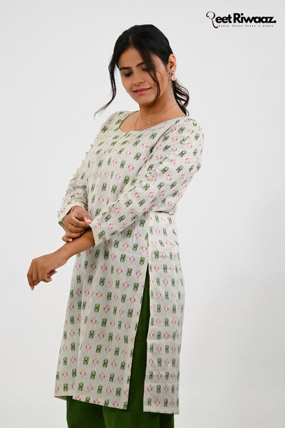 Pure Cotton Suit With Pocket Design Palazzo Set