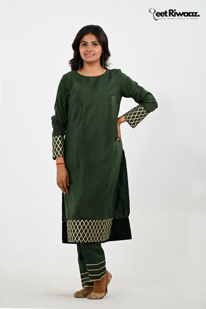 Dark Emerald Gotta Work Suit With Straight Pant