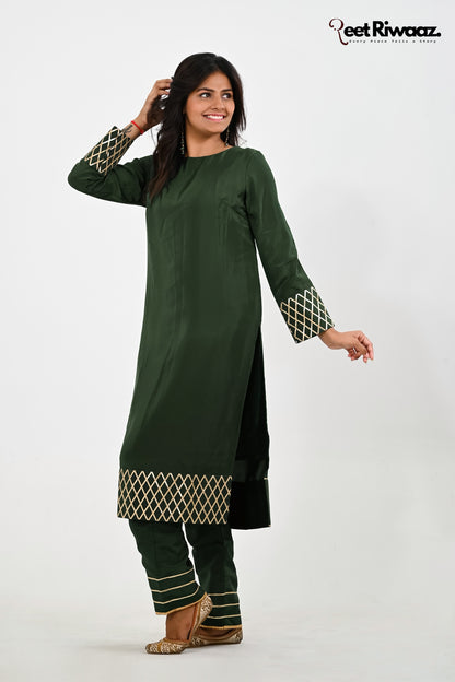 Dark Emerald Gotta Work Suit With Straight Pant