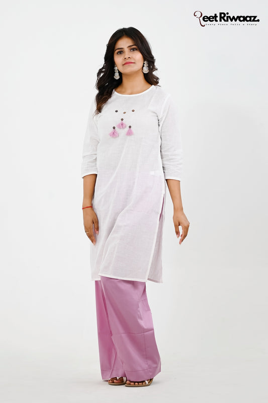 Pure Cotton Suit With Pocket Design Palazzo Set