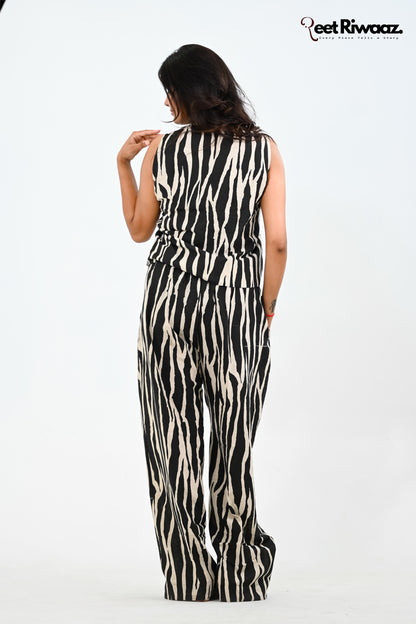 Matching Set Of Waist Coat Co Ord Set And Trousers In Pure Cotton