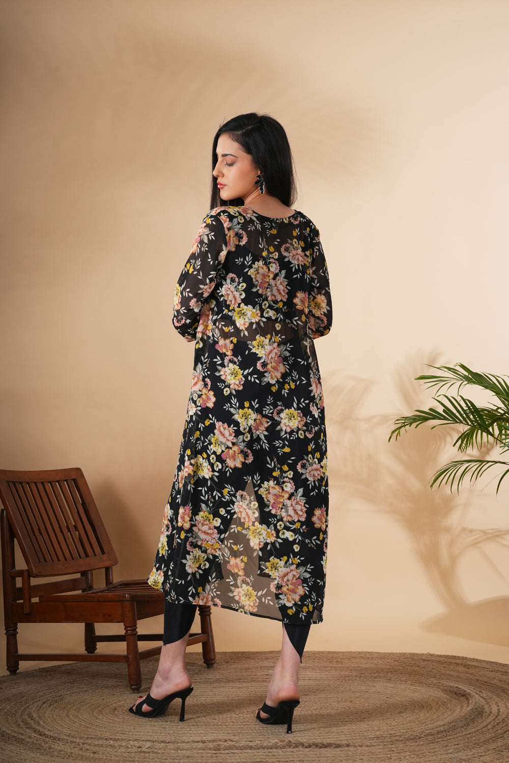 Floral Printed Shrug With Dhoti