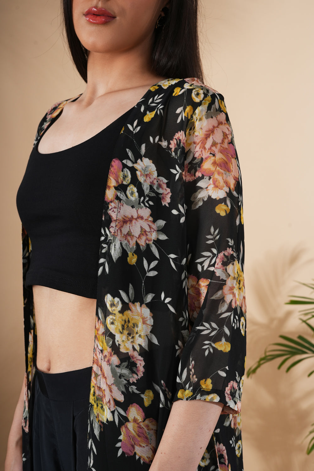 Floral Printed Shrug With Dhoti