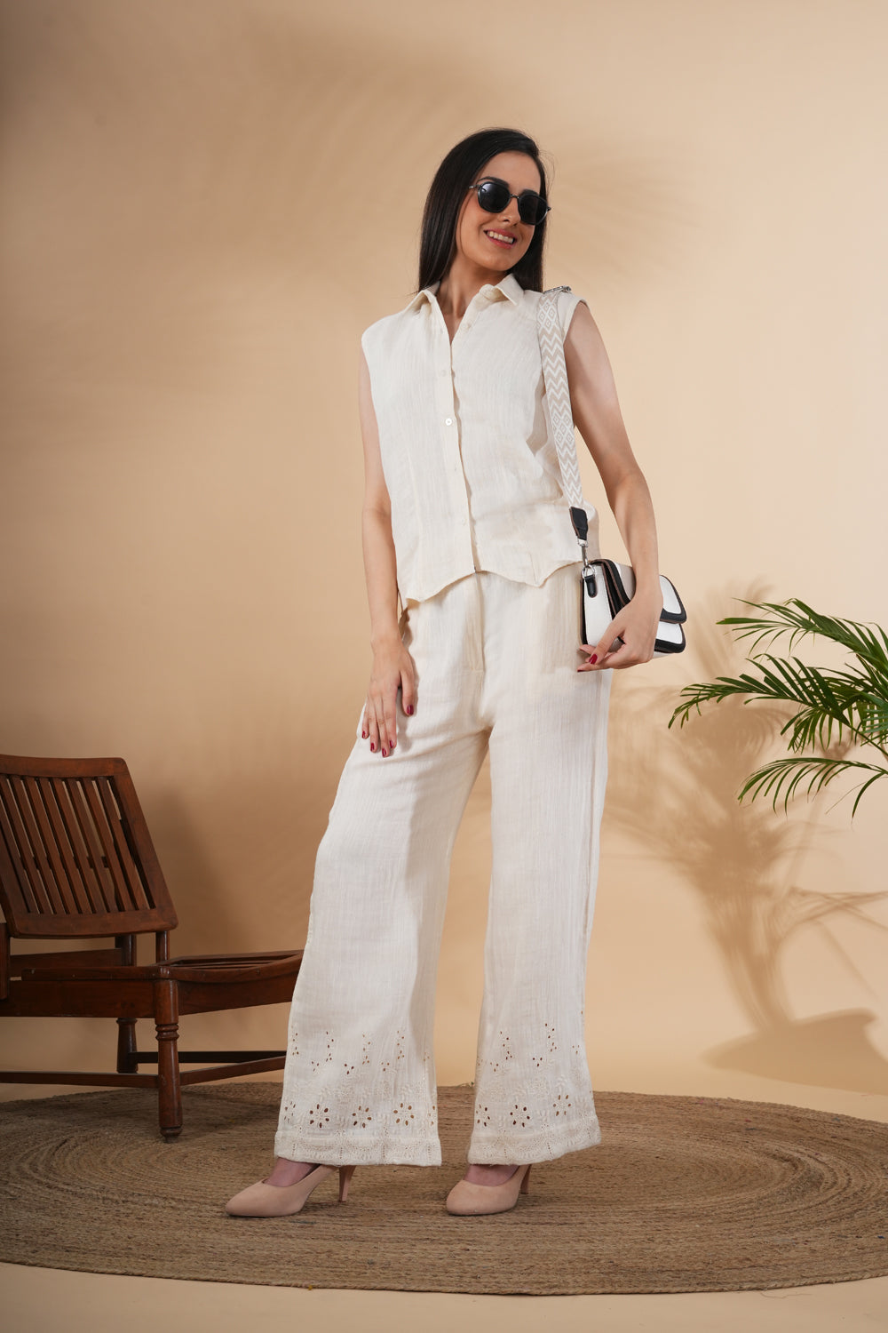 Matching Set Of Waist Coat Co Ord Set And Trousers In Pure Linen