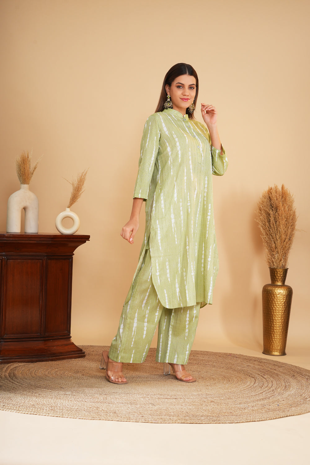 Pistachio Green Printed Pakistani Kurta Set