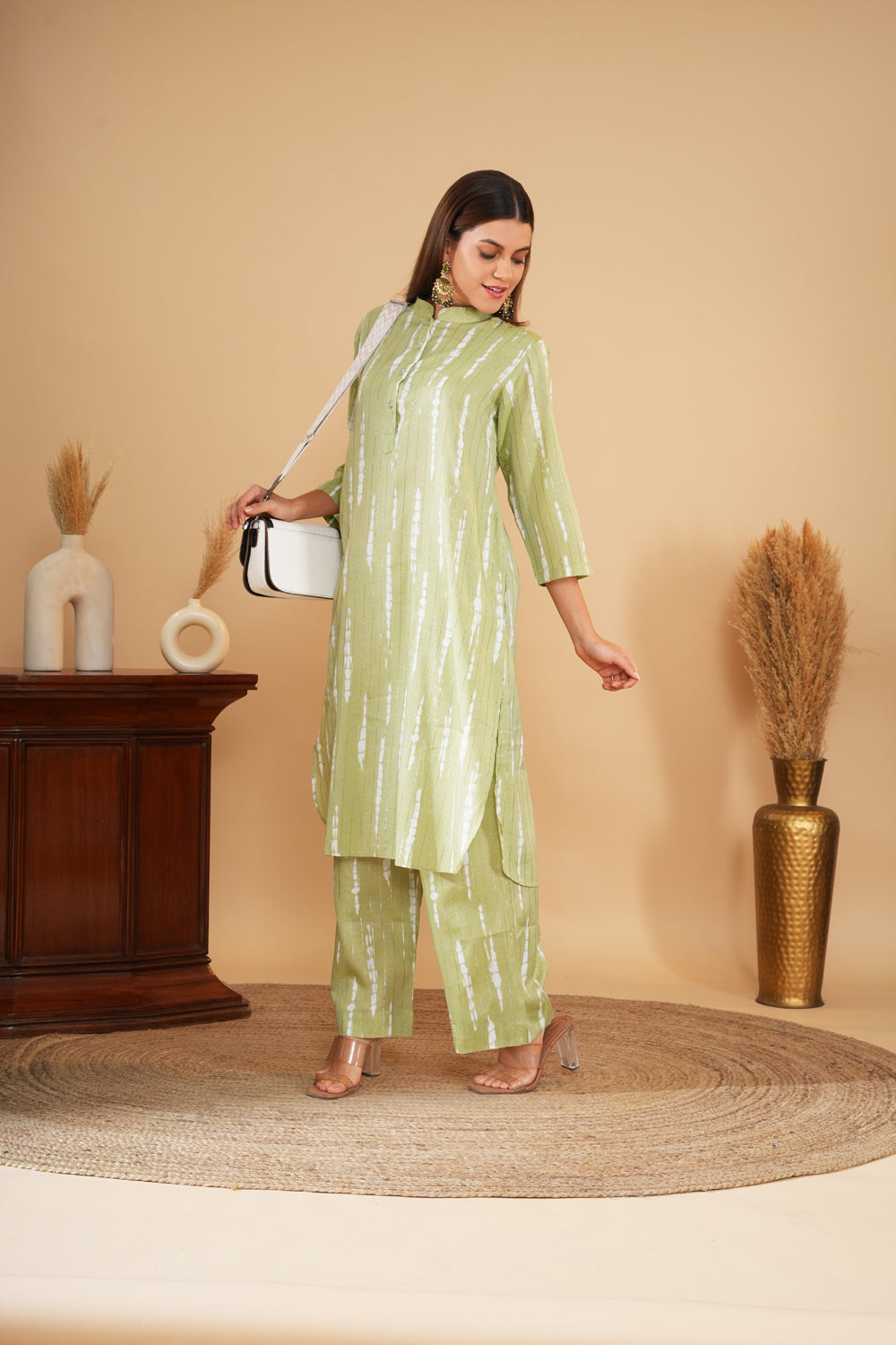 Pistachio Green Printed Pakistani Kurta Set
