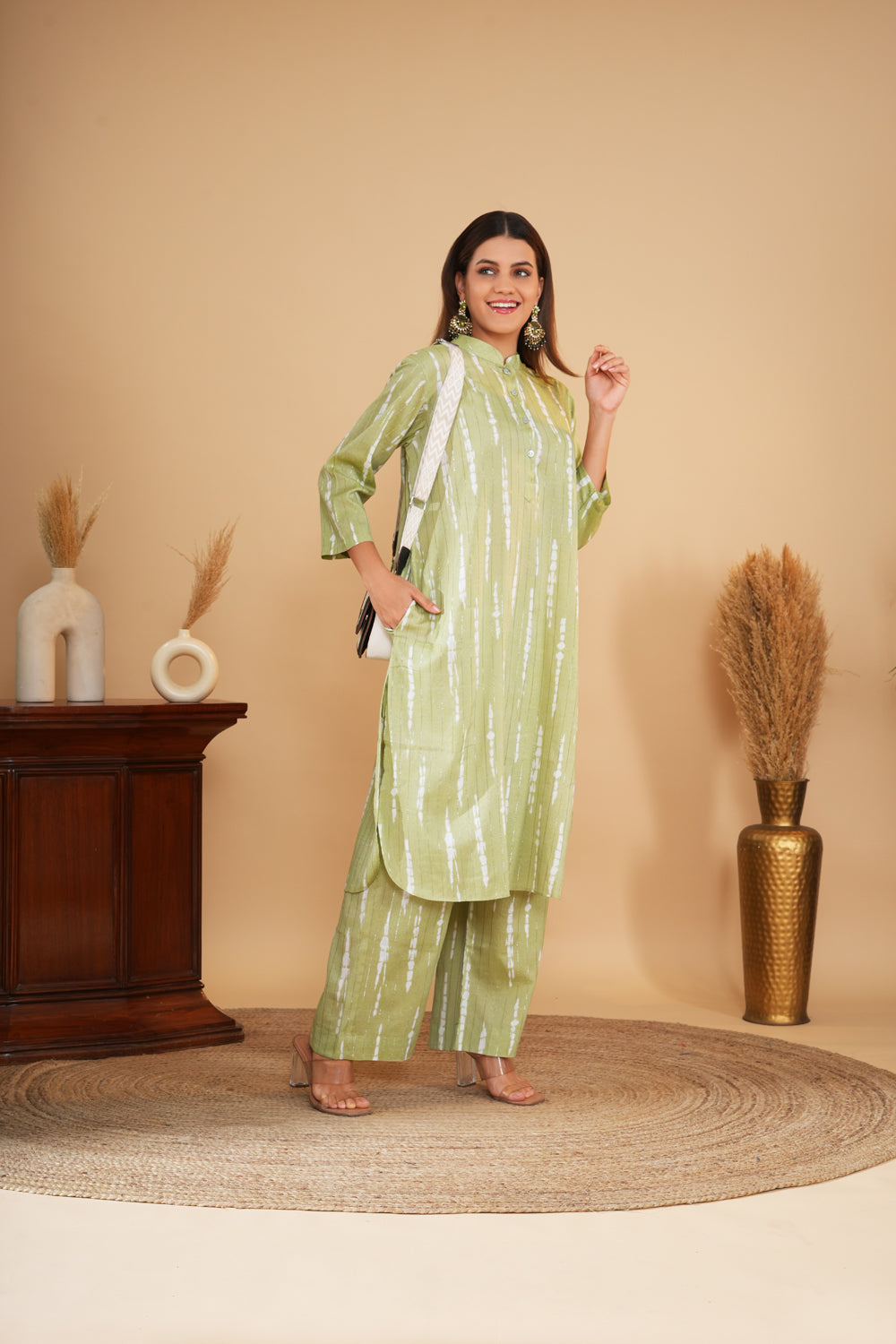 Pistachio Green Printed Pakistani Kurta Set